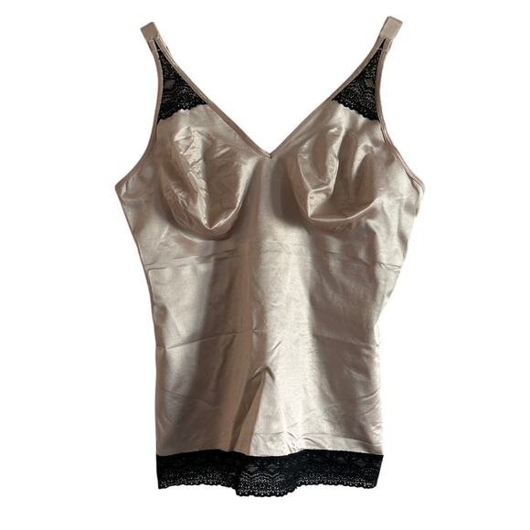 Ruby Ribbon Cami Womens 42 Bra Tummy Control Cream Black Lace - Picture 2 of 6